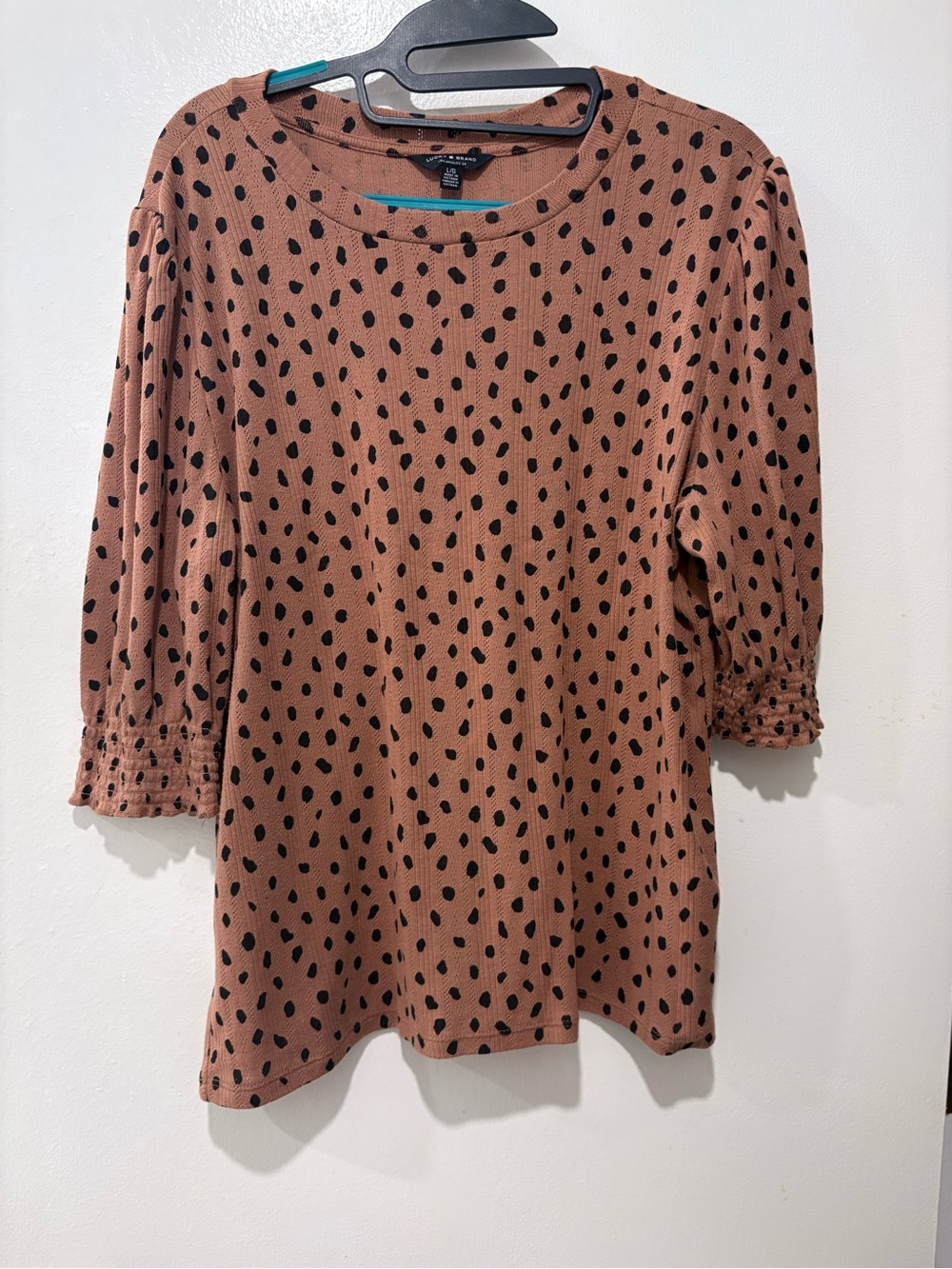 Lucky Brand Rust Dotted Half Sleeve Tee